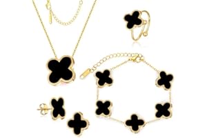 CARVENSEY LUCKY CLOVER 18K Gold Plated Jewelry Set for Women With Gift Packaging Box, Gift for Women for Birthday, Vlentine's Day, Chiristmas, New Year, Anniversary