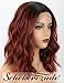 2019 Ombre Bob Wavy Red Auburn Wig of Front Lace with Black Roots Scheherezade Short Copper Lace Front Wigs Synthetic Hair for Women Glueless Heat Ok