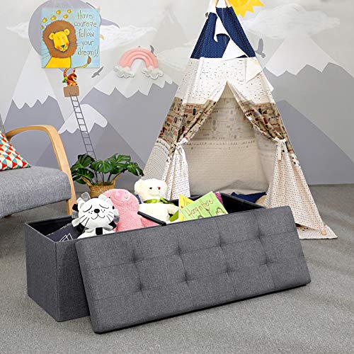 SONGMICS Folding Storage Ottoman Bench - Image 4