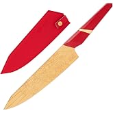 Dalstrong Flash 8" Chef Knife - Gold Titanium Edition | Official Licensed Edition - German X50CrMoV15 Steel - Full Tang - Leather Sheath - Collector's Pin