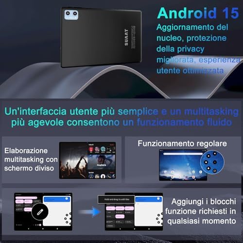 2026 Tablet Android 15 Octa Core con 64Go RAM + 2To TF Tablet 10 Pollici | 5G + 2.4G WiFi | FHD | GMS | Bluetooth 5.0 | 8MP + 5MP | Tipo C, Tablet Touch con custodia, Tastiera e Mouse - Nero