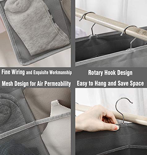 AARainbow Dual-Sided Hanging Closet Organizer with Pocket for Underwear Stocking Toiletries Accessories Bra Dresser Panty Socks Drawers Home Basics 15.7 in31.5 in(1Gray+1B-Gray+1Beige+1B-Beige)