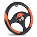AOTOMIO Black & Orange Car Steering Wheel Cover TPE Material Durable Non-Slip Cover Universal 15 inch