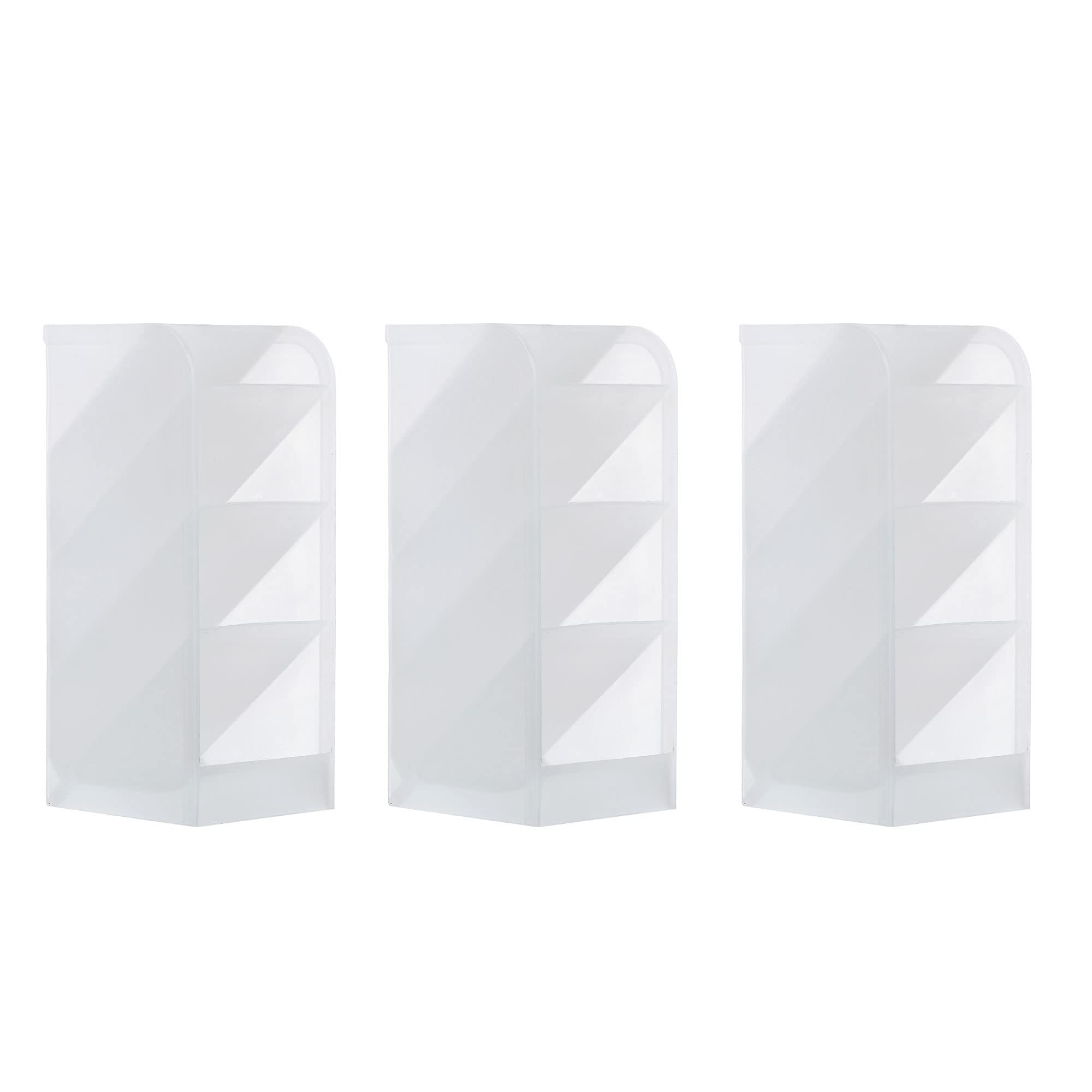 PATIKIL Pen Holders, 3 Pack Plastic 4-Slot Desk Organizer Pencil Storage Box for Office Home Supplies, Clear