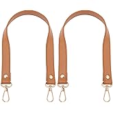 GORGECRAFT 2Pcs PU Leather Purse Handle 15" Long Leather Bag Strap Replacement 3/4" Wide Short Shoulder Bag Straps with Golden Swivel Clasps for Underarm Bag Handbag Tote Satchel Purse Making Camel