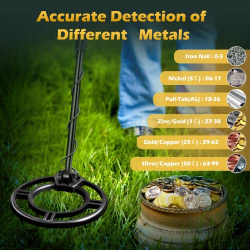 Metal Detector for Adults Professional - IP68 Waterproof Metal Detector, High Accuracy, [All & Disc, Notch & Pinpoint Modes], 10” Waterproof Search Coil, Adjustable Light, 2022 New Version