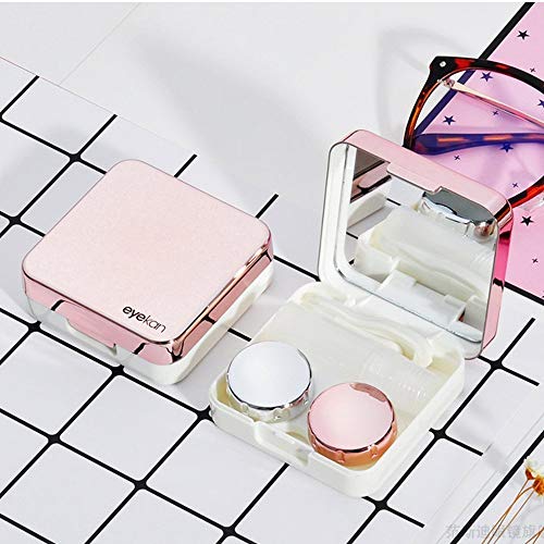 sansheng 2Sets of Mini Travel Contact Lens Box Sets, Support Lens Box, Contact Lens Fixed Lens Box(Rose Gold)