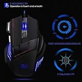 Rii&reg; Professional 7Colors LED Optical 5500 DPI Button USB Wired Gaming Mouse Mice for gamer Adjustable DPI 5500DPI/3200DPI/2400 DPI /1600 DPI /1000 DPI For Pro Gamer,Computer ,Laptop