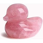 QINJIEJIE Duck Decor Rose Quartz Crystals Ducks Figurine Gemstone Healing Crystal Stone Cute Animal Statue Lucky Funny Home Room Desk Decor Stocking Stuffers Pink Duck Gifts for Women