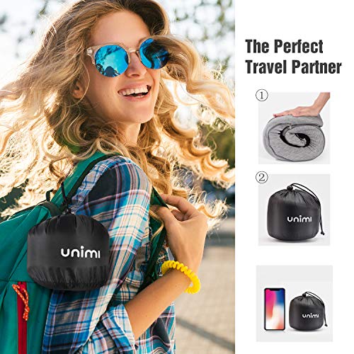 Unimi Travel Pillow,100% Pure Memory Foam & Magnetic Therapy Neck Pillow Soft & Comfortable 2020 Airplane Pillow with Silk Sleep Mask Earplugs for Airplane,Car,Travel,Nap