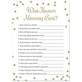 Who Knows Mommy Best Baby Shower Game - 24 count - (Faux Gold Glitter on White)