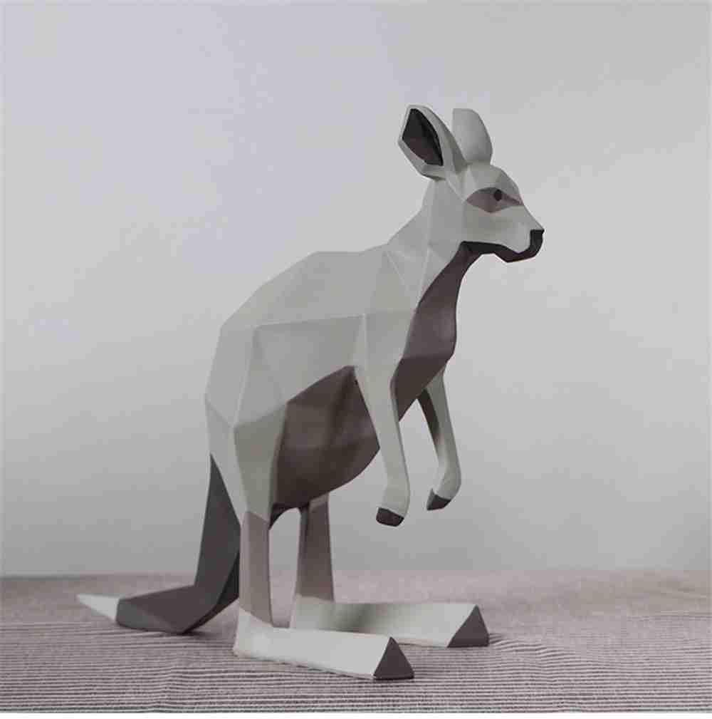XXYDSDM Statues,Creative Geometric Kangaroo Sculpture Modern Unique Resin Animals Figurine Ornaments Crafts Collectibles For Living Room Bedroom Home Decor Gift