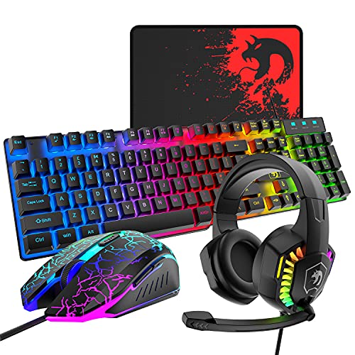 Gaming Keyboard, Mouse, Headset, and Mouse Pad Combo
