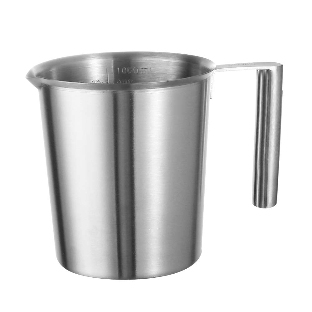 Measuring Jug 1000ml Stainless Steel Measuring Cup Milk Froth Jug Metal Melting Pot Wax Cup Unbreakable Dishwasher Safe