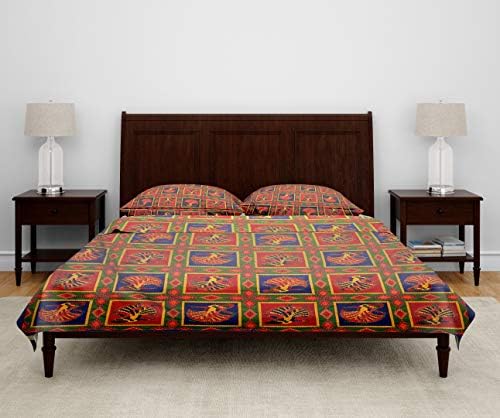 Tribes India Handmade Multicolor Double Kantha Cotton Bedsheet (84x100 Inch) with 2 Pillow Cover