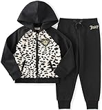 Juicy Couture Little Girls' Toddler 2 Piece Fleece Hooded Jacket with Faux Fur and Pant Set , Black, 3T