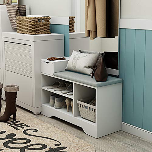 Leyo Shoe Storage Benches with Cushion Seating White Shoe Rack Bench