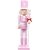 Pink Nutcracker Figures Christmas 15 Inch with Candy for Table Display | Nutcracker Soldier Figure Decor Festive Gift for Home, Office, Xmas Tree Decorations