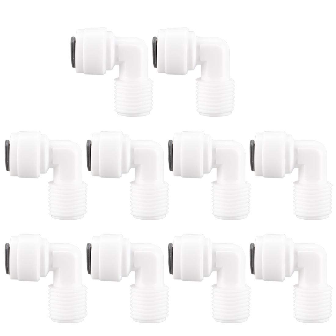 sourcing map 10pcs Elbow 1/4 Inch Male to 1/4 Inch OD Quick Connect Tube Fittings Water Purifiers Push in to Connector Filter Tubing Hose Pipe Joint for RO Reverse Osmosis System