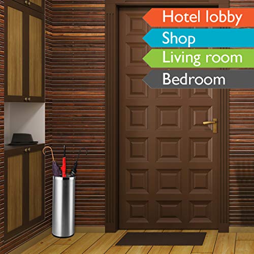 Bennett Umbrella Stand, Stainless Steel Round Style, w/Removable Inner Bucket 20" Tall, Entry Hallway Décor Home, Office Decoration Rack Holds Umbrellas Canes Walking Sticks Great Gift Idea - Thumbnail 5