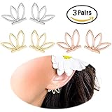 Lotus Studs Ear Crawler Earrings Cuff Climber Ear Wrap Pin Vine Pierced Charms Geometric Clip On Jewelry 3 Mixed Pair