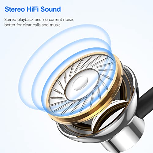 USB Headphones for Computer, PC Gaming Wired Stereo HiFi Semi In Ear Earphones PC USB Earphones with Microphone Noise Cancelling Volume Control for PS 4/Mac/Laptop/Chromebook/for PS 5/Windows