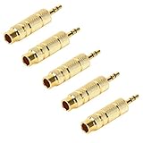 Kzeux 5 Pack 3.5mm (1/8 inch) Male to 6.3 mm (1/4 inch) Female Stereo Adapter Gold Plated