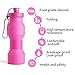 Asrisuk Sports Collapsible Water Bottle 27 oz, Folding BPA Free Silicone Water Bottle 800ml FDA Approved for Traveling, Camping, Hiking, Walking, Running (Pink)