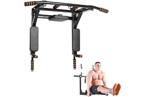 STARBRILLIANT Pull Up Bar Wall Mounted Chin Up Bar Wall Mount Multifunctional Dip Station for Indoor Home Gym Workout,Power Tower Set Training Equipment Fitness Dip Stand Supports to 440 Lbs