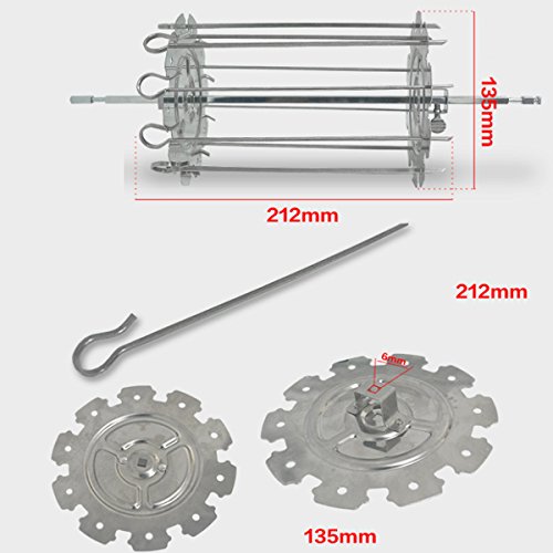 Winnerbe BBQ Steel Metal Roaster Rotisserie Skewers Needle Cage Oven Kebab Maker Grill