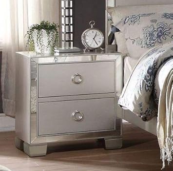 Amazon Com Bedstand Night Table Platinum Wood With Two Drawers