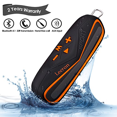 Waterproof Bluetooth Speaker, Leeron Marine and Waterproof IPX7 Wireless Bluetooth 4.1 Speaker for iPhone, Android & iPod, Sandproof & Shockproof Outdoor Speaker with Card Reader and Aux (Black)