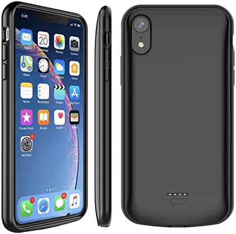 iPhone XR Battery Case,[Support Headphone],5000mAh Rechargeable Charging Case Extended Battery Power Bank Portable Backup Charger Case for iPhone XR 6.1" (2018), Black