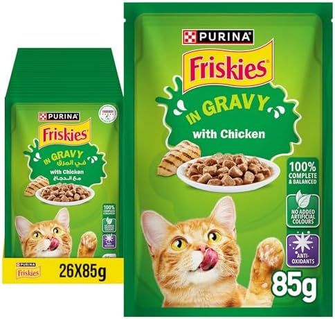 Purina Friskies Chicken Chunks In Gravy Wet Cat Food Pouch 85G (26