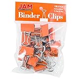 JAM Paper® Binder Clips - Medium (1 1/4 inch / 32 mm) - Orange - 15 Clips per Pack