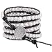 Aobei Long 5 Row Cultured Freshwater Pearls Wrap Around Bracelet Beaded Leather Jewelry