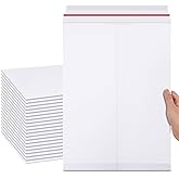 ReliThick 20 Pcs 13 x 17.75 Inch Large Rigid Mailer Self Photo Document Mailers Adhesive Stay Flat White Cardboard Envelopes White Kraft Envelopes for Art Prints Cd Photos Document