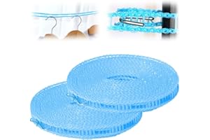 FANSUIT Windproof Non-Slip Clothesline, Portable Clotheslines Windproof Nylon Adjustable Non-Slip Clothesline, Retractable Clothesline for Indoor Outdoor Travel Camping (Blue 32 Ft)