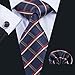 Hi-Tie Mens Stylish Blue Tie Handkerchief Cufflinks set Woven Silk