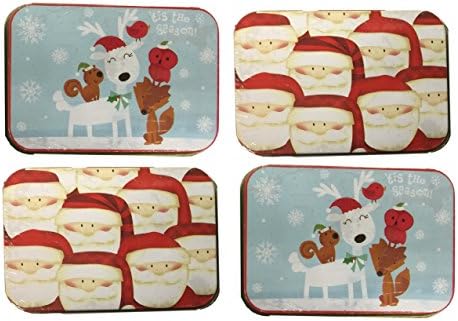 Christmas Gift Card Holders Tin Box Santa and Winter Wonderland 4 Pack