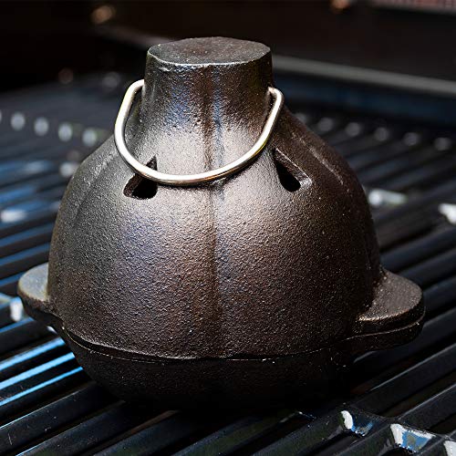 Charcoal Companion Cast Iron Garlic Roaster and Squeezer Set (Black