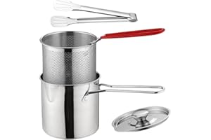 LIFKOME 1 Set Pasta Pot with Strainer Insert Pasta Steamer Stainless Steel Frying Pot with Lid and Tongs for Kitchen Cookware
