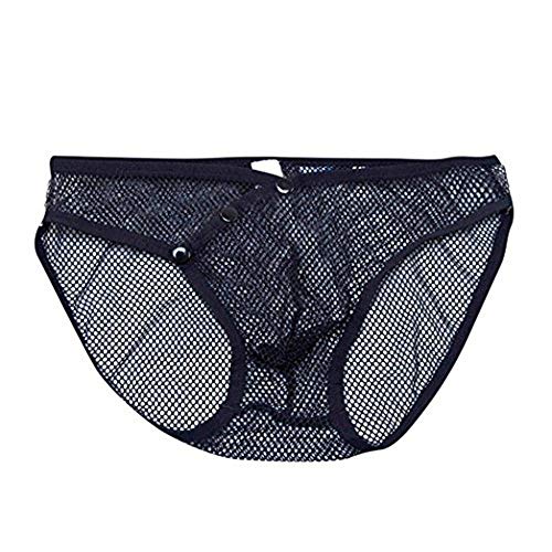 Ximandi Men Underwear Transparent Net Mesh Bikini Bulge Underpants