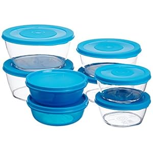 Signoraware Crystal Clear Container Set, 6-Pieces, Turkish Blue (Get 2-Pieces Buddy Bowl (300ml) Free)