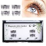 [FBA NEWEST VERSION] False Magnetic Eyelashes 3D Reusable Fake Eyelashes, 2 Pairs 4 Pieces for Deep Set Eyes & Round Eyes Women's Makeup Natural Look (3)