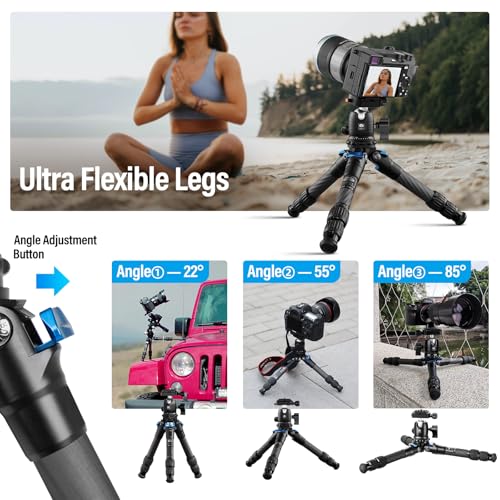 SIRUI AM-223 Mini Tripod Portable Compact Carbon Fiber Travel tripod Desktop Tripod with 360 Degree B-00K Ball Head and Arca Swiss Quick Release Plate, Loads up 15KG
