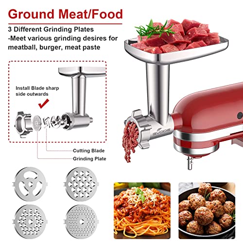Meat Grinder&Slicer Shredder Attachment for KitchenAid Stand Mixer, For