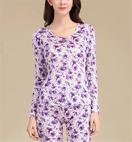 Dapengzhu 100% Pure Silk Women's Long Sets Ladies Warm Clothing Femme Thermal Underwear Set Suits Women Long Woman 004 M