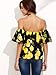Floerns Women's Casual Print Off Shoulder Flare Sleeve Top Loose Blouse Black M