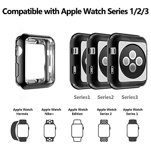 Apple Watch Series 3 Case 42mm, Alritz Soft Slim TPU Protective Case Flexible Anti-Scratch Bumper Cover for Apple Watch Series 1/2/3 (Black) - Thumbnail 5
